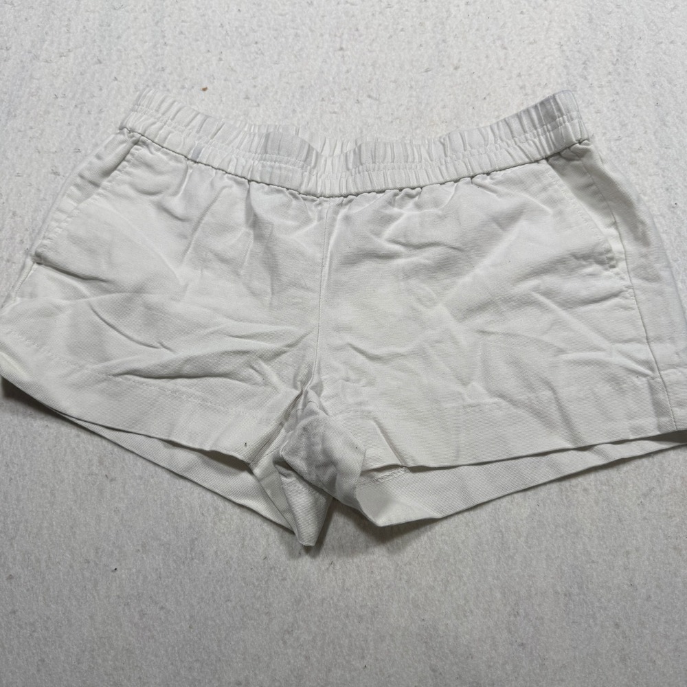 J.Crew Girls Size 6 White Canvas Pull On Elastic Waist Shorts Pockets 806